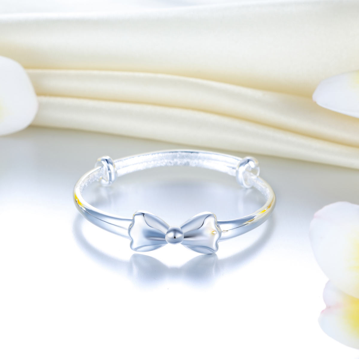 Newborn Baby 999 Silver Baby Bangle Ribbon