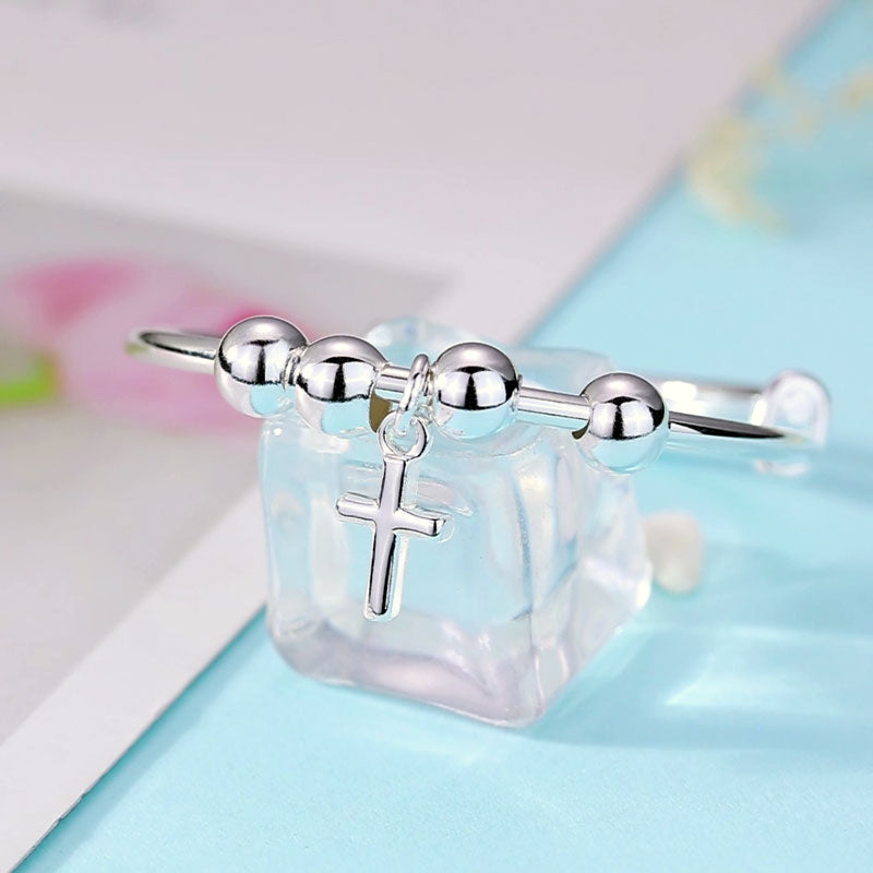 Newborn Baby 925 Sterling Silver Cross Baby Bangle