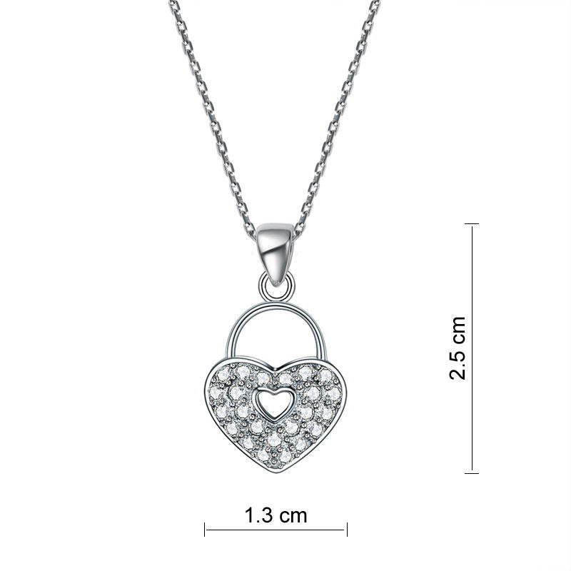 Love Heart Lock 925 Sterling Silver Pendant