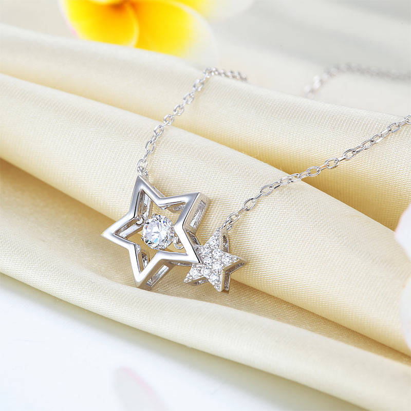 Dancing Stone Stars Necklace 925 Sterling Silver
