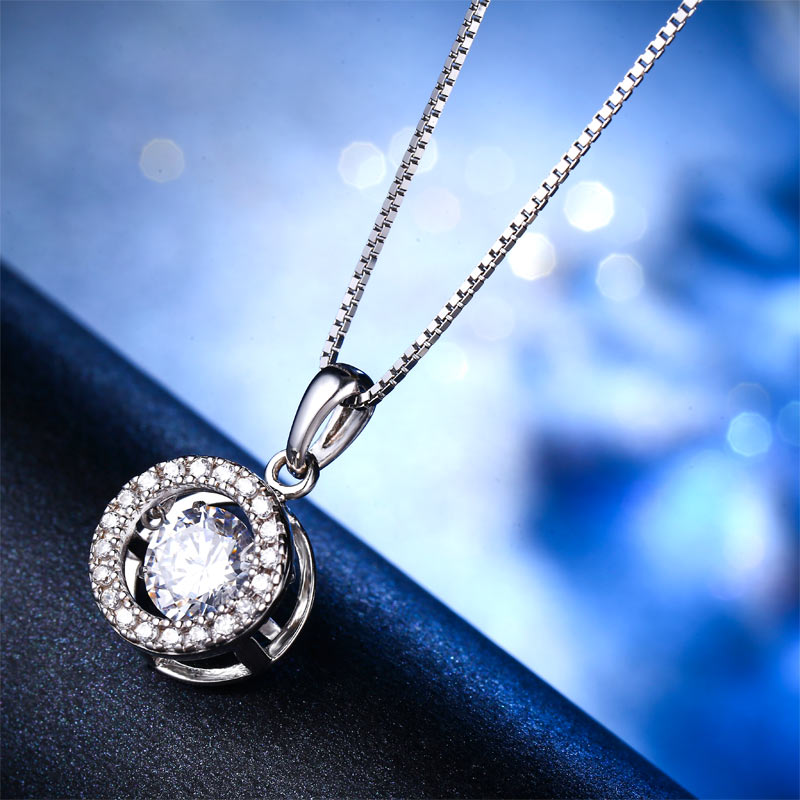 Dancing Stone Pendant Necklace 925 Sterling Silver