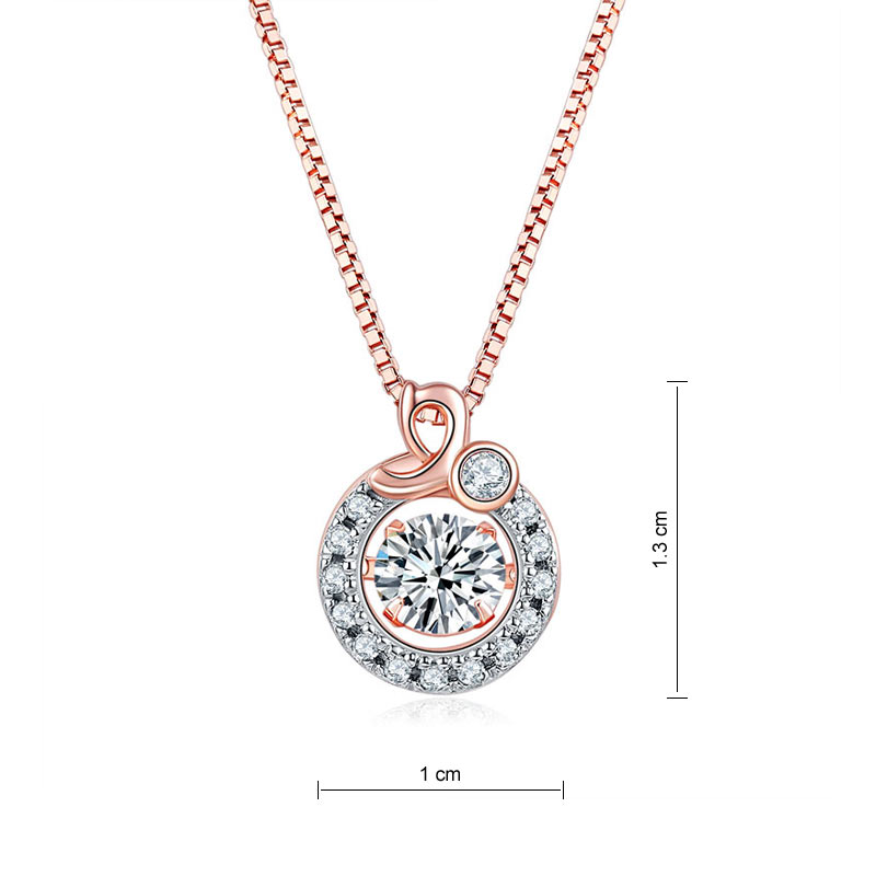 Dancing Stone Pendant Necklace Solid 925 Sterling Silver Rose Gold Plated