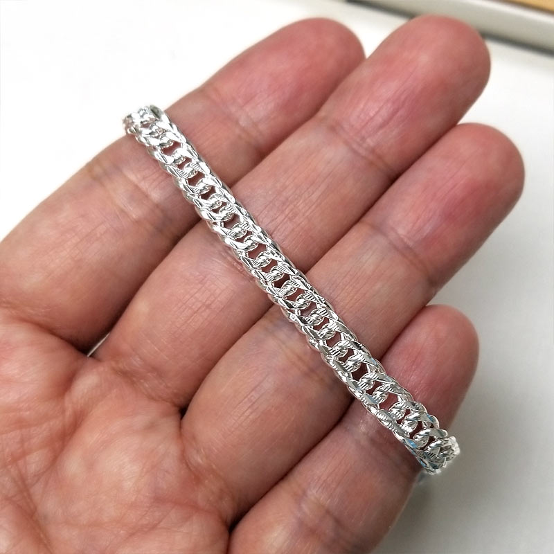 Men's Solid Silver Necklace 990 Pure Silver Cuban Link Chain