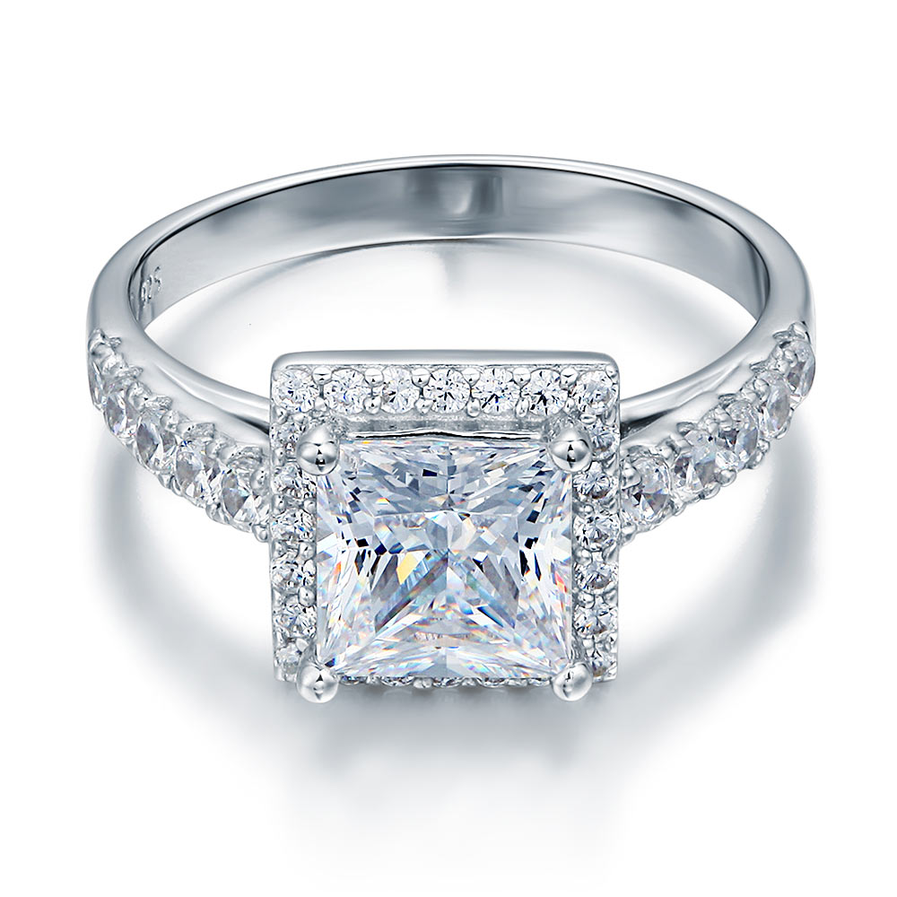 Solid 925 Sterling Silver Engagement Ring 1.5 Carat Anniversary Wedding Ring