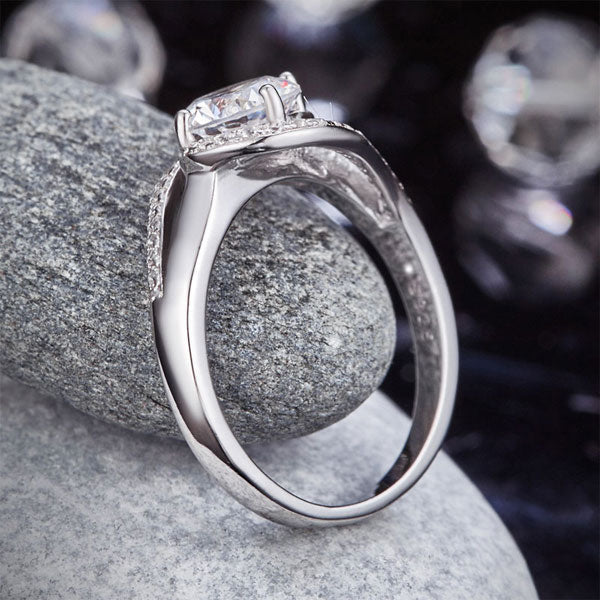 Twist Curl 925 Sterling Silver Wedding Engagement Ring 1.25 Ct Created Diamond