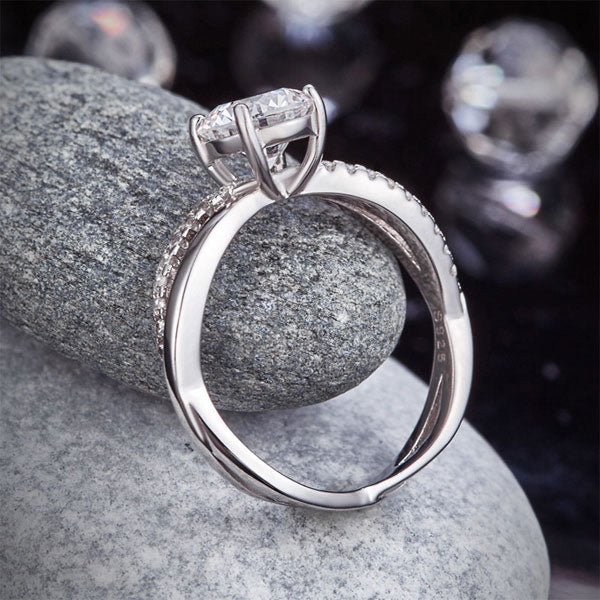 925 Sterling Silver Wedding Promise Anniversary Ring 1.25 Ct Created Diamond