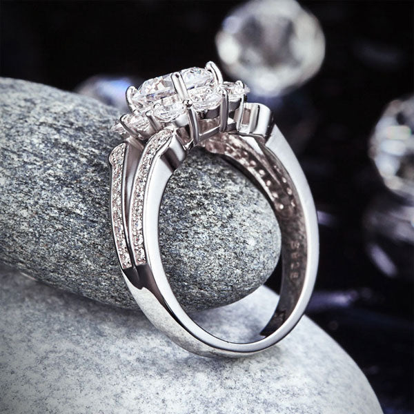 Art Deco Vintage style 925 Sterling Silver Wedding Ring 1.25 Ct Created Diamond Promise Anniversary