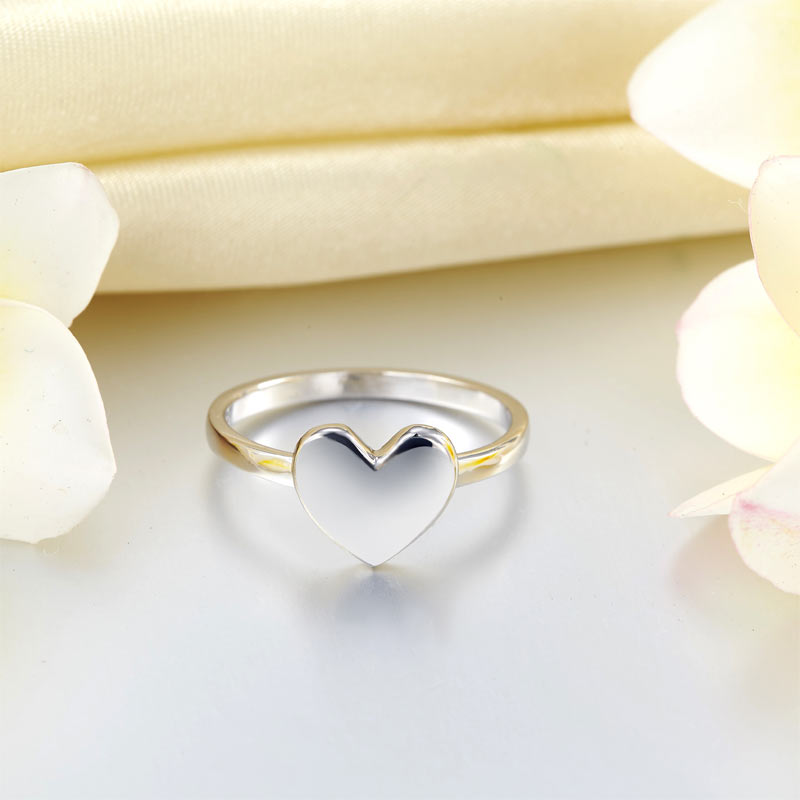 Plain Solid 925 Sterling Silver Ring Heart