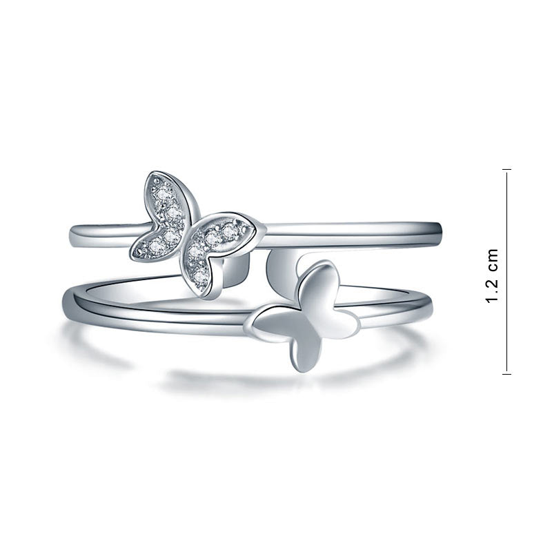 Solid 925 Sterling Silver Ring Band Butterfly Ring
