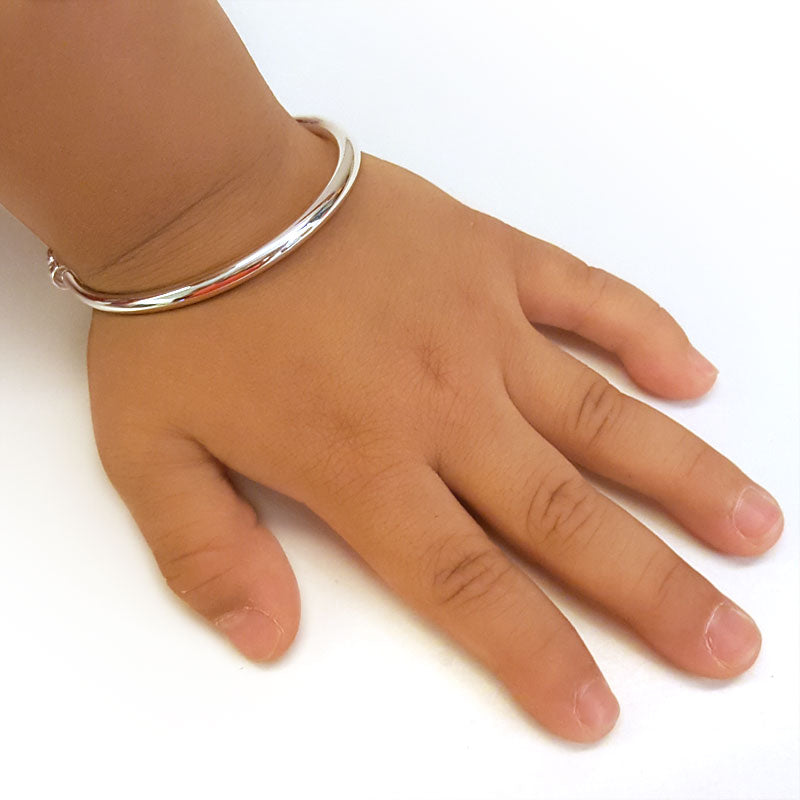 Solid 999 Silver Bangle Bracelet Baby Gift Adjustable Size