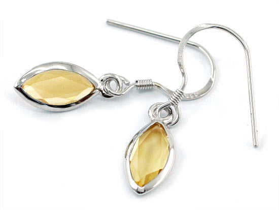 2 Carat Genuine Yellow Citrine 925 Sterling Silver Dangle Fine Earrings