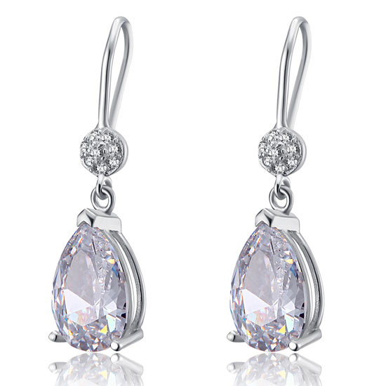 4 Carat Pear Cut Created Diamond 925 Sterling Silver Dangle Earrings