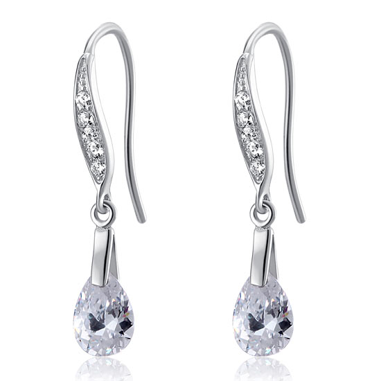 2 Carat Pear Cut Created Diamond 925 Sterling Silver Dangle Earrings