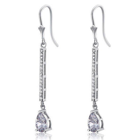 1 Carat Pear Cut Created Diamond 925 Sterling Silver Dangle Earrings