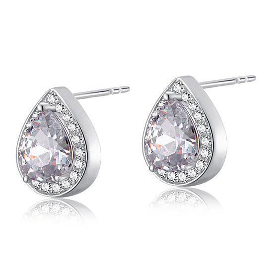 1 Carat Pear Cut Created Diamond 925 Sterling Silver Stud Earrings