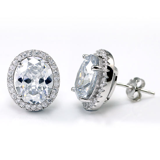 3 Carat Oval Cut Created Diamond Stud 925 Sterling Silver Earrings