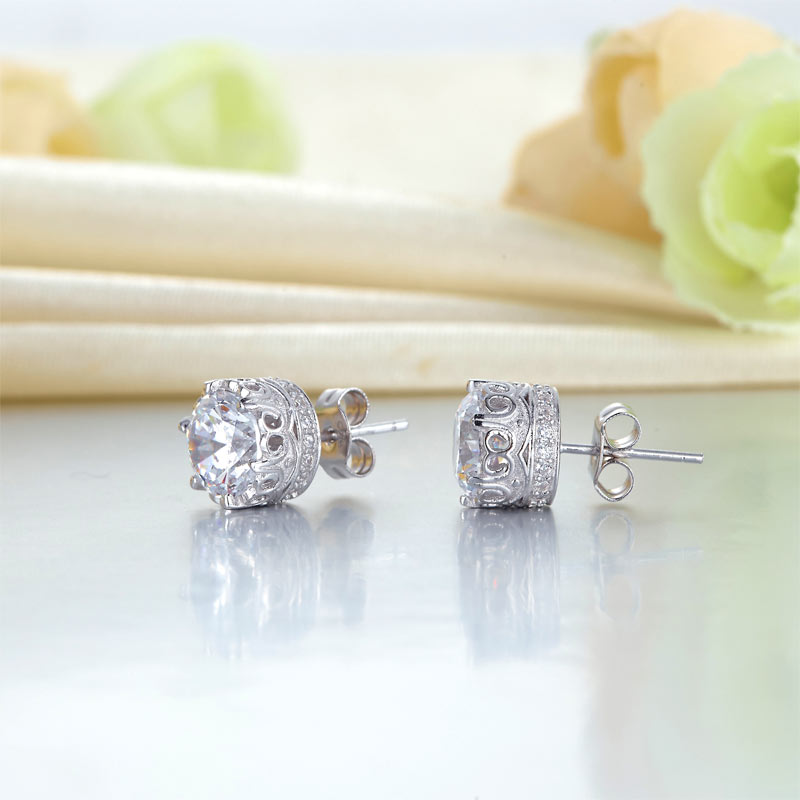 1.5 Carat Vintage Style Stud 925 Sterling Silver Earrings Jewelry