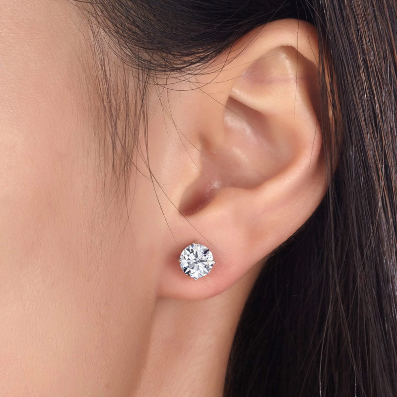 1 Carat Created Diamond Stud Earrings 925 Sterling Silver Rose Gold Plated