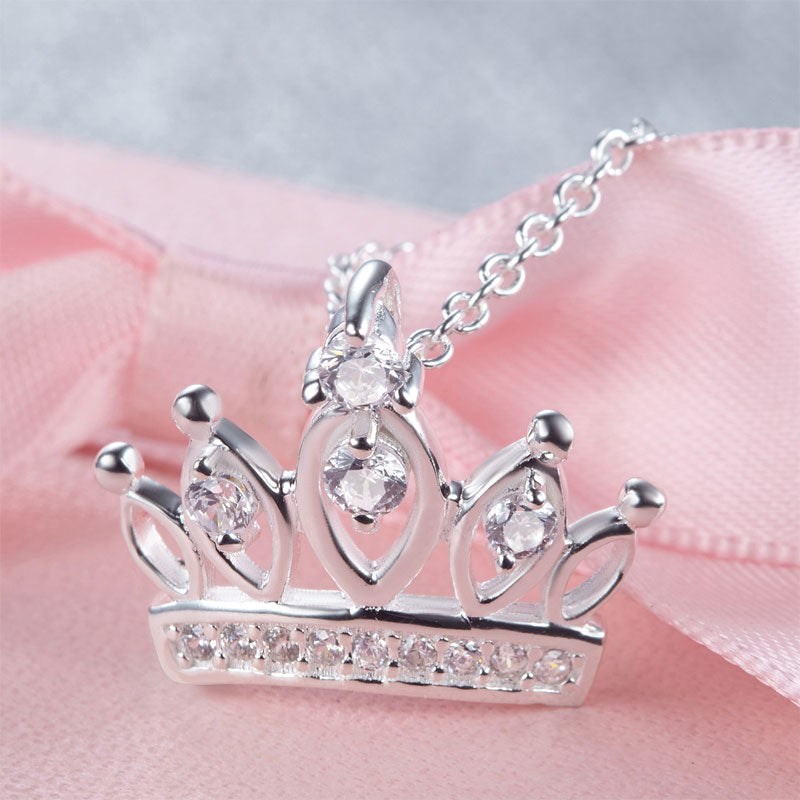 Kids Girl Crown Pendant Necklace 925 Sterling Silver Children Jewelry