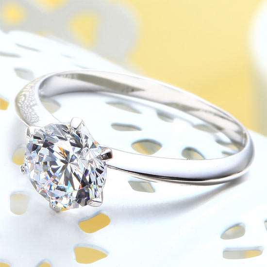 1 Carat Created Diamond Engagement Sterling 925 Silver Ring