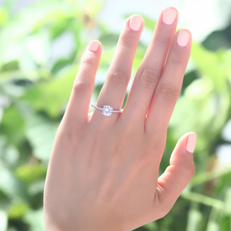 Created Diamond Sterling 925 Silver Engagement Ring