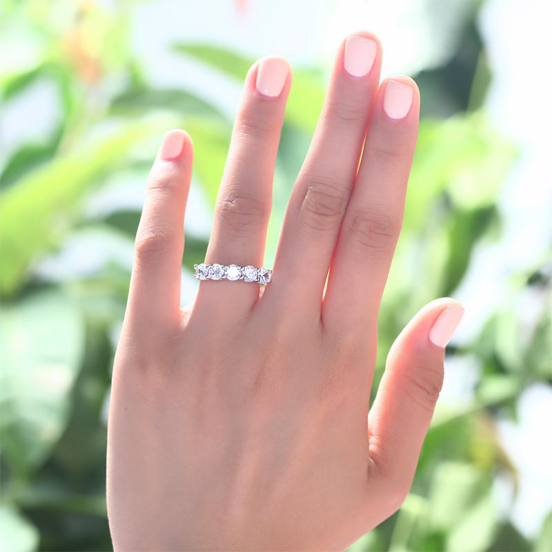 1.25 Carat Five Stone Created Diamond Solid Sterling 925 Silver Bridal Ring