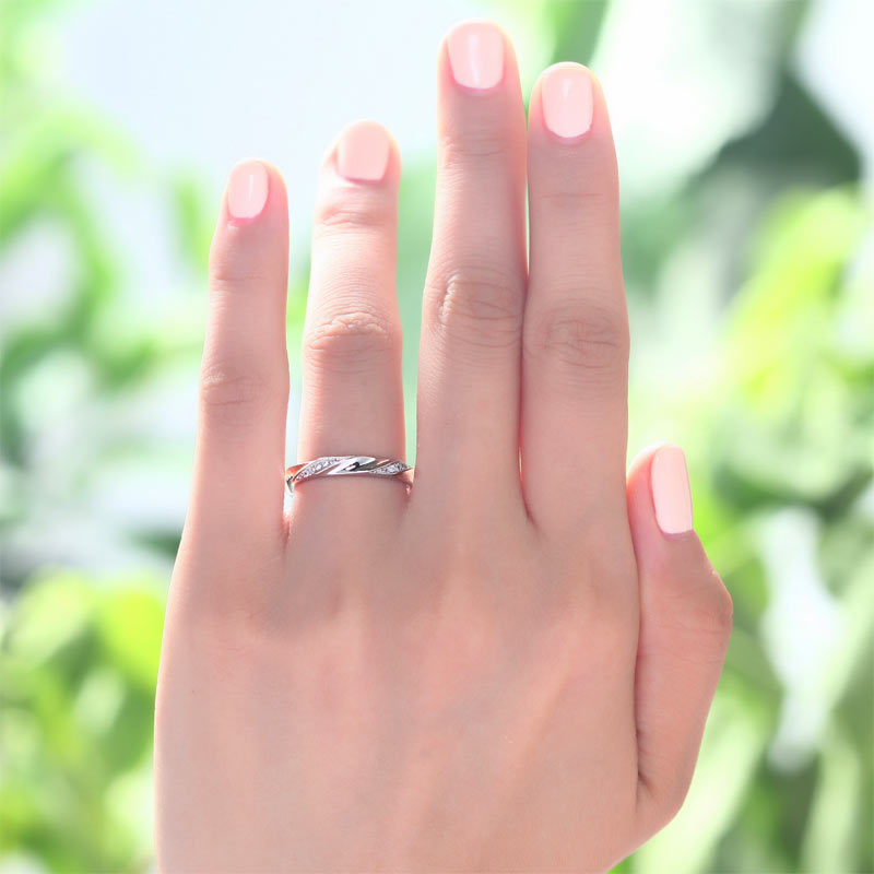 Created Diamond Solid Sterling 925 Silver Twist Ring