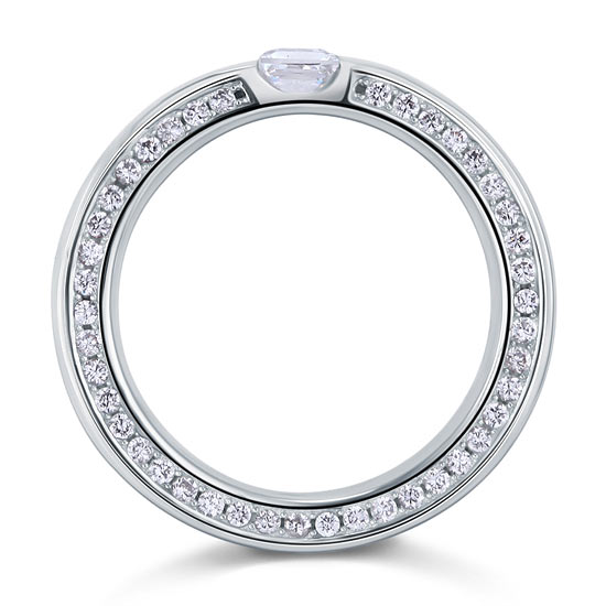 Princess Cut Created Diamond Solid Sterling 925 Silver Ring