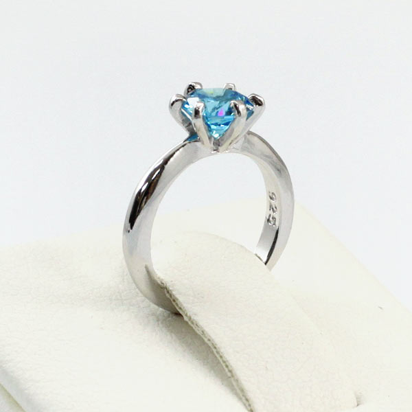 Newborn Baby 925 Sterling Silver Ring Blue Created Diamond