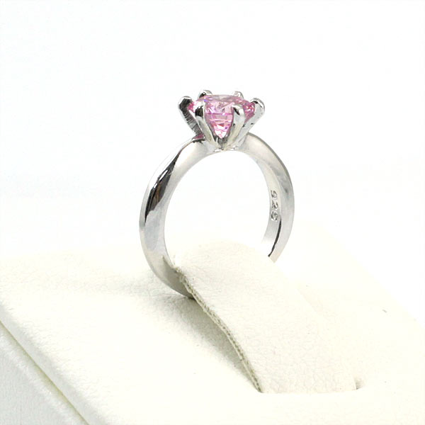 Newborn Baby 925 Sterling Silver Ring Pink Created Diamond