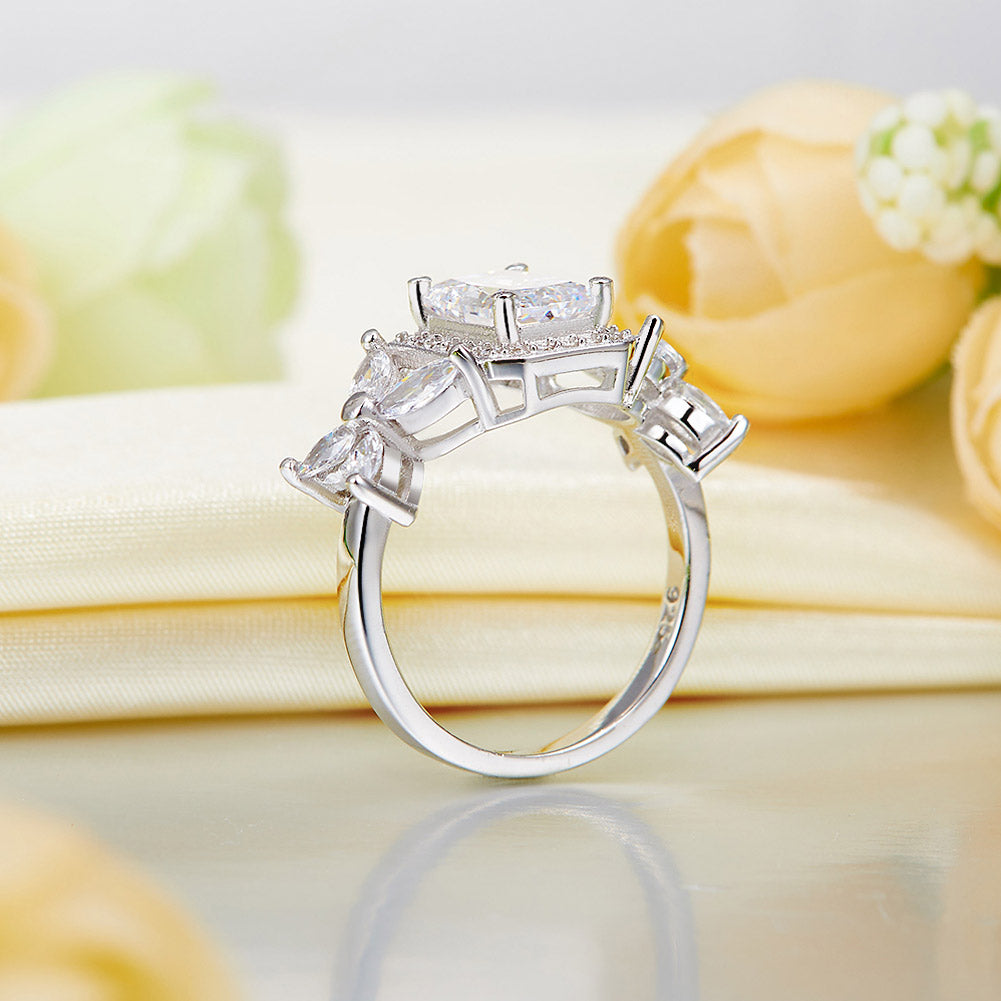 Pageant Luxury Ring Solid 925 Sterling Silver Butterfly Wedding Ring