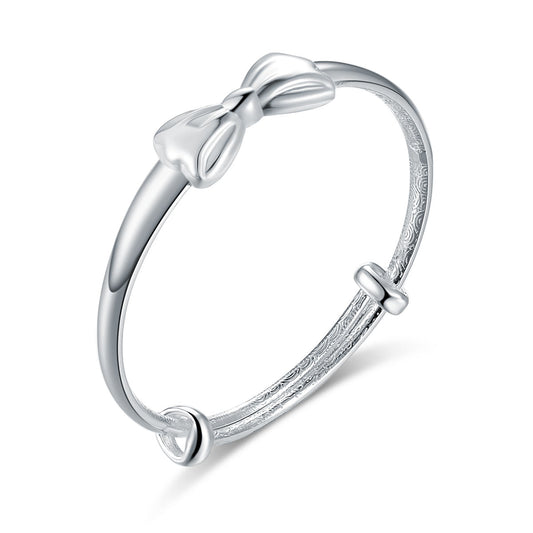 Newborn Baby 999 Silver Baby Bangle Ribbon