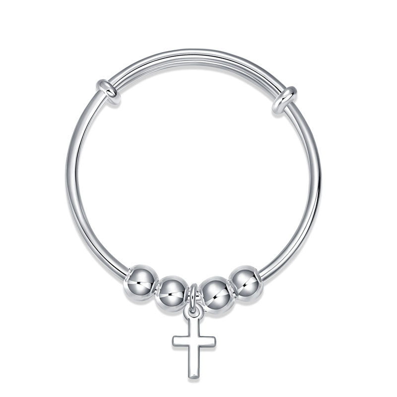 Newborn Baby 925 Sterling Silver Cross Baby Bangle