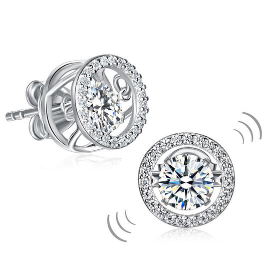 Dancing Stone Stud Earrings 925 Sterling Silver
