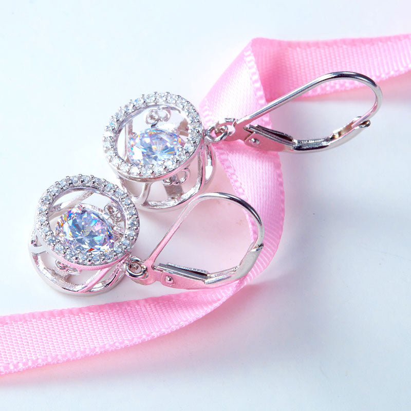 Dancing Stone Dangle Drop Earrings 925 Sterling Silver