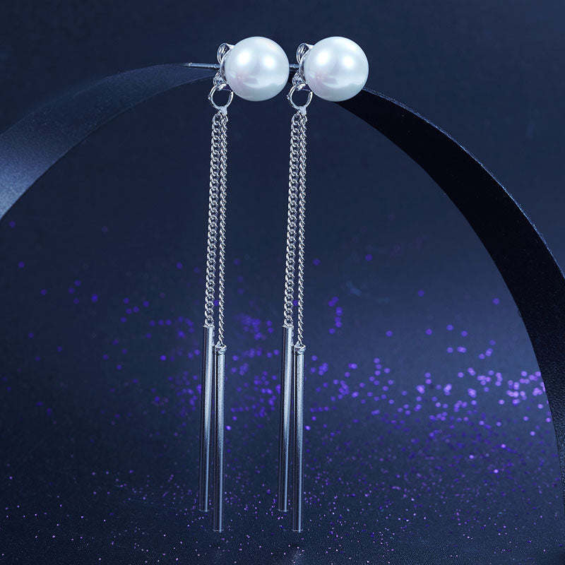 Drop Bridal Wedding 925 Sterling Silver Created Pearl Earrings Bridesmaid Jewelry