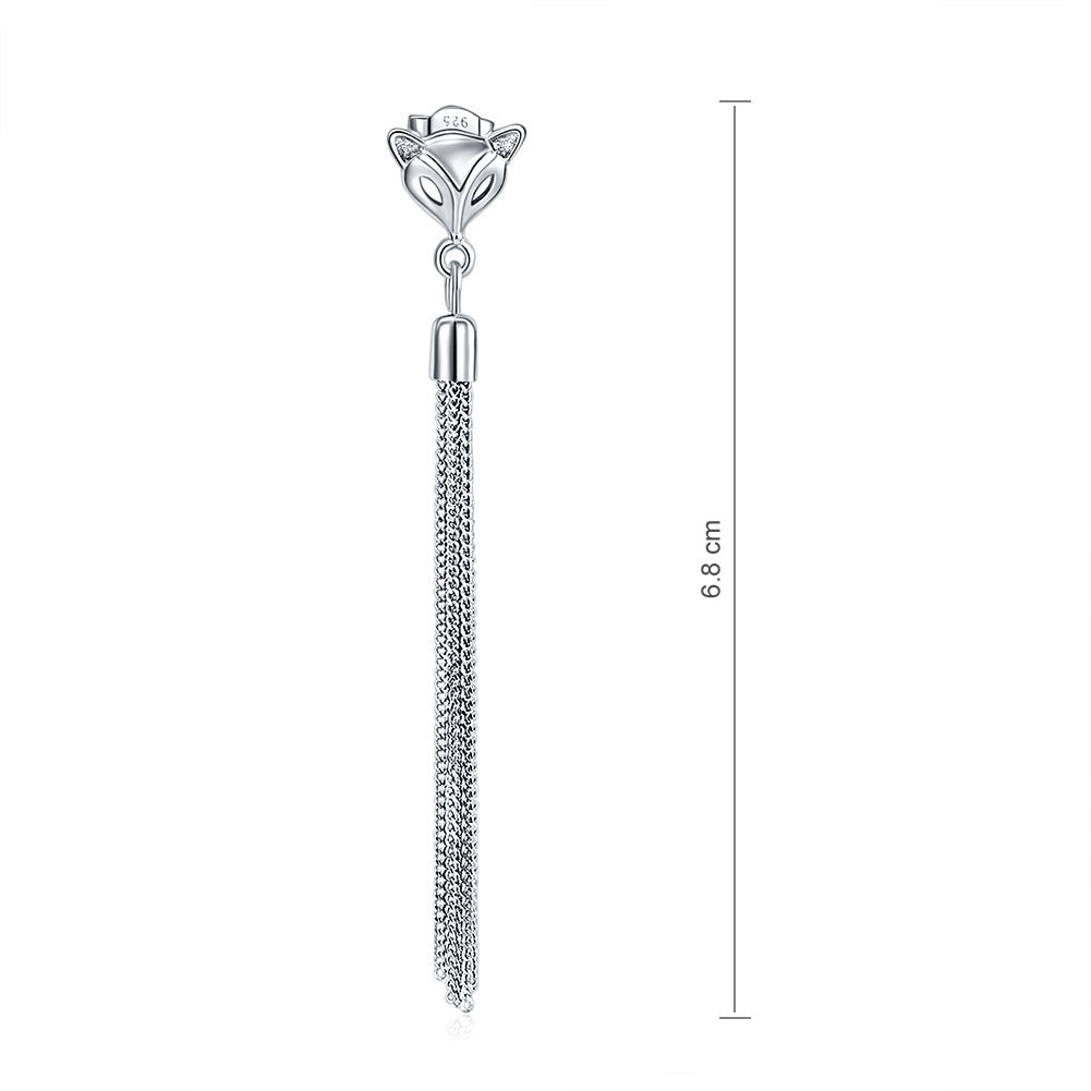 Solid 925 Sterling Silver Earrings Dangle Drop Fox Simple Elegant