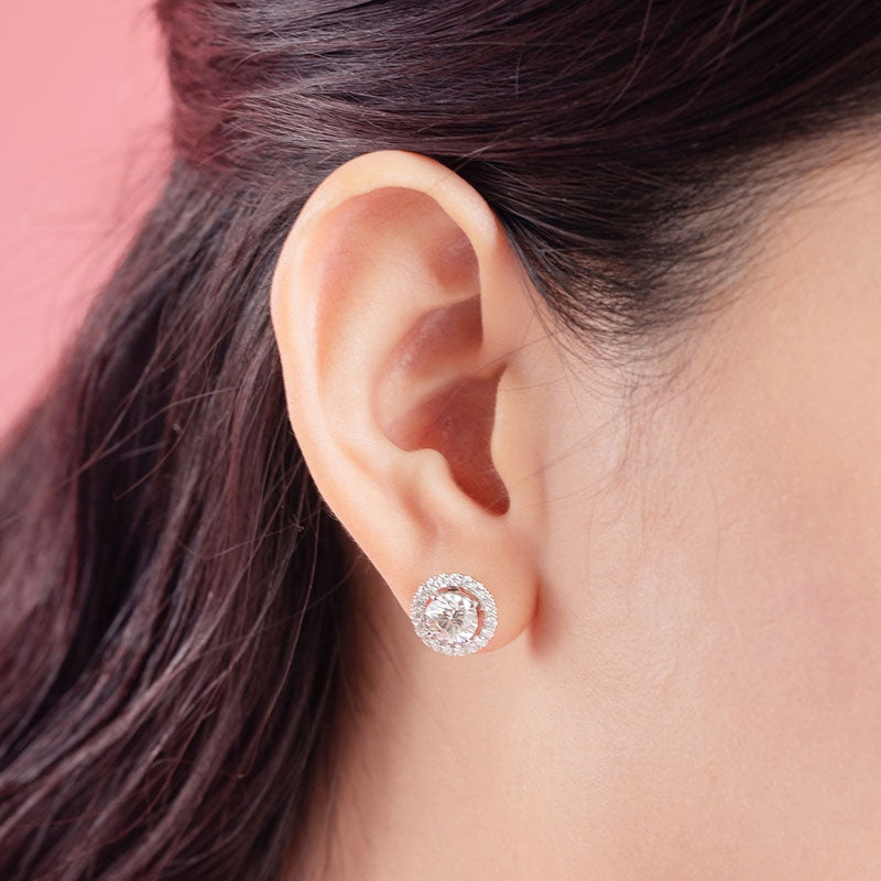 1 Carat Moissanite Diamond 4 Claws Stud Earrings 925 Sterling Silver