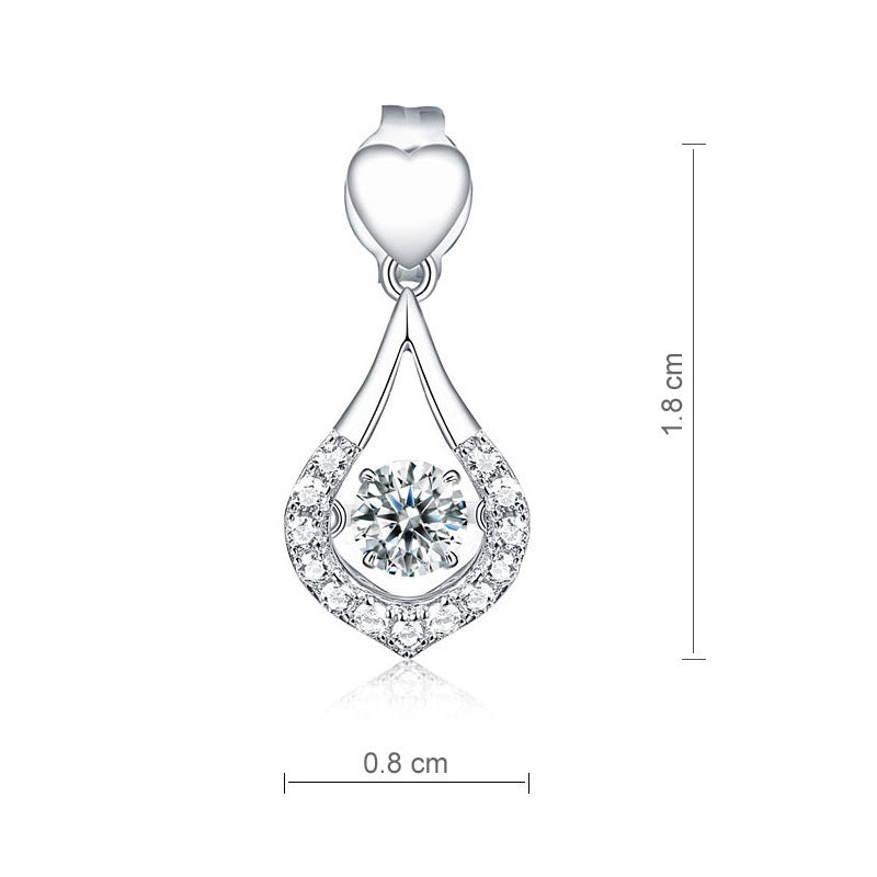 Dancing Stone Earrings Heart Tear Drop 925 Sterling Silver
