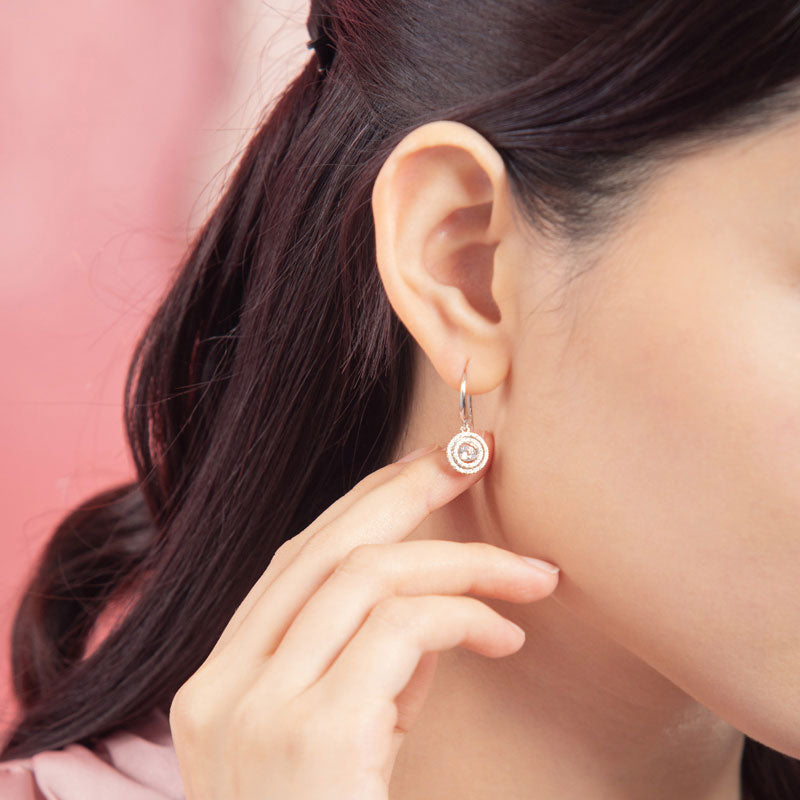 Dancing Stone Earrings Dangle Halo Hook 925 Sterling Silver