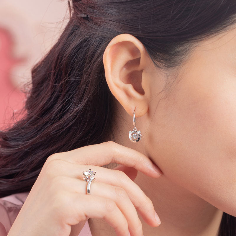 Dancing Stone Earrings Dangle Hook 925 Sterling Silver