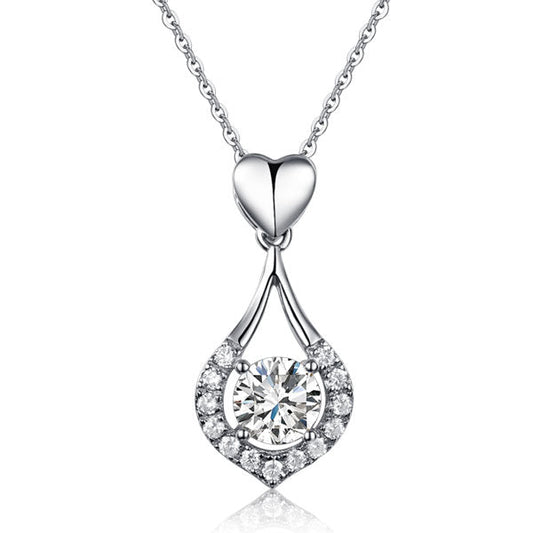 Heart Tear Drop Created Diamond Necklace