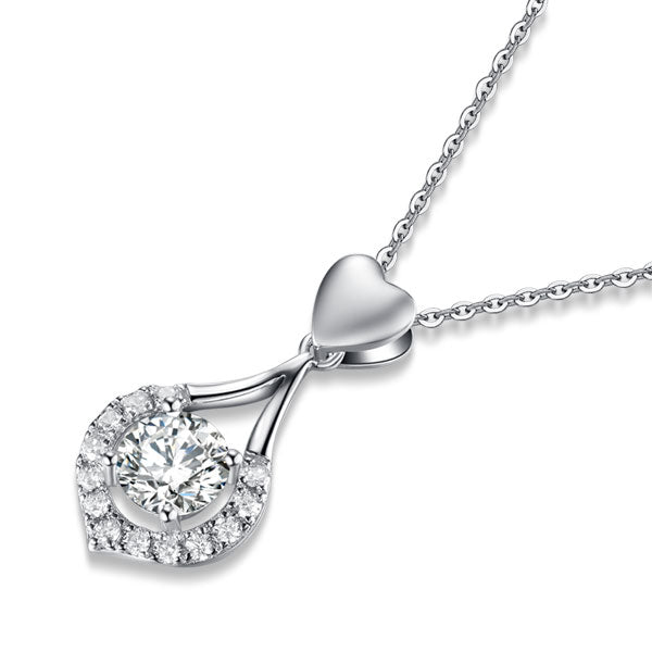 Heart Tear Drop Created Diamond Necklace