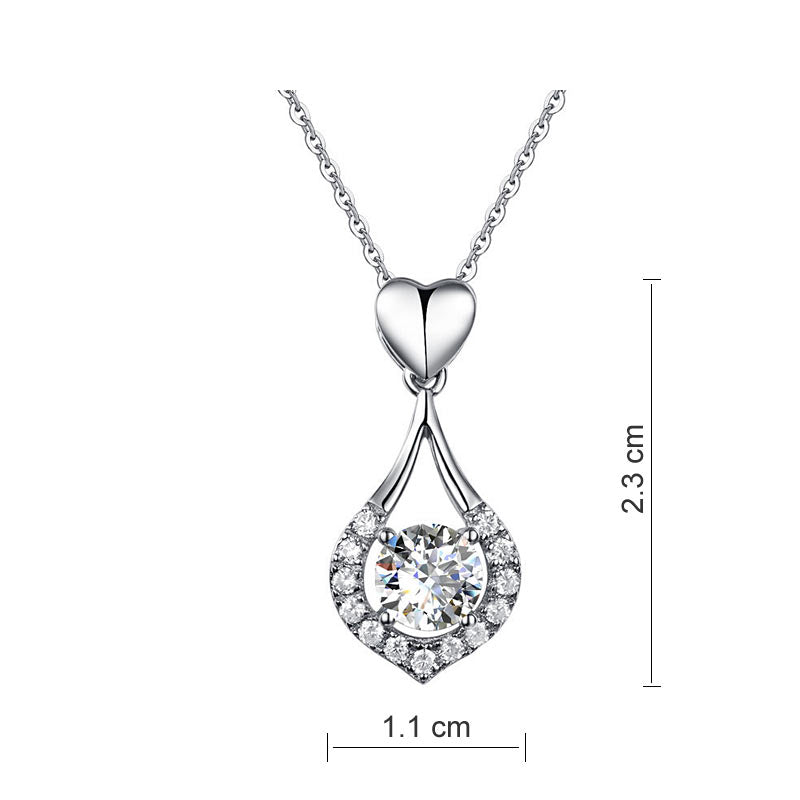Heart Tear Drop Created Diamond Necklace
