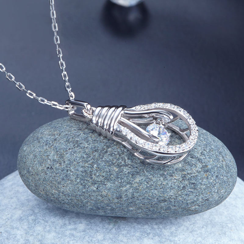 Dancing Stone Bulb Pendant Necklace 925 Sterling Silver
