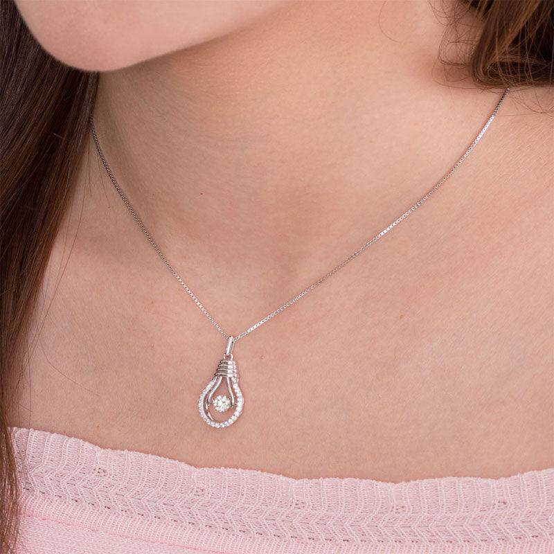 Dancing Stone Bulb Pendant Necklace 925 Sterling Silver