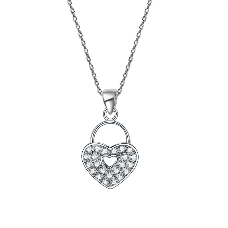 Love Heart Lock 925 Sterling Silver Pendant