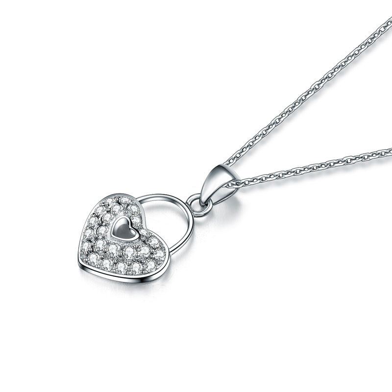 Love Heart Lock 925 Sterling Silver Pendant
