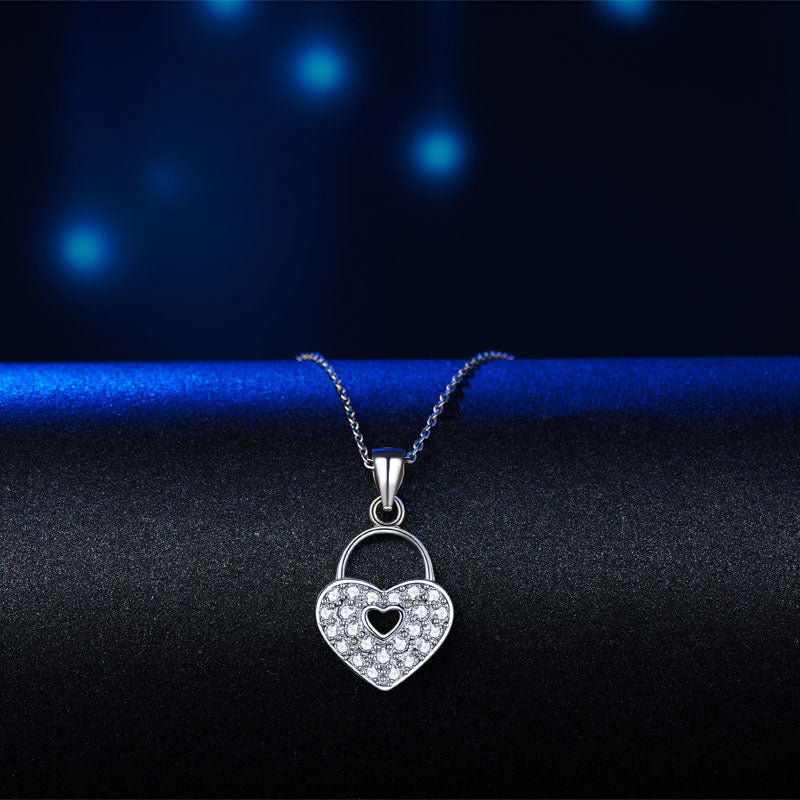 Love Heart Lock 925 Sterling Silver Pendant