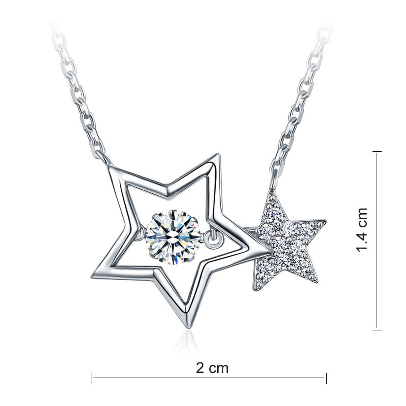 Dancing Stone Stars Necklace 925 Sterling Silver